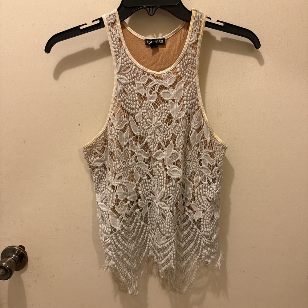 Express Cream Lace Tank Top